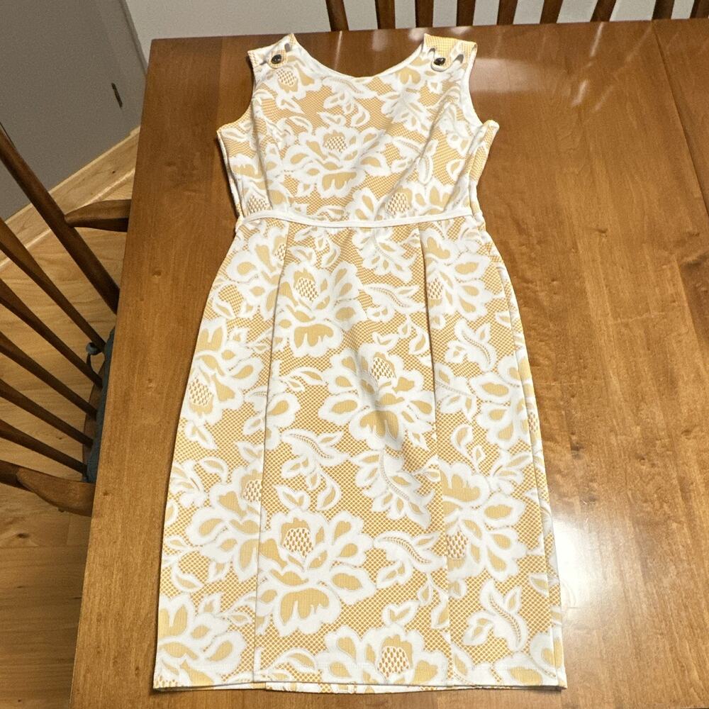 Kate and Lily Women's Size 6 Yellow White Floral Dress Sleeveless